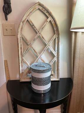 Galvanized Metal 'DRINKS' Ice Bucket with Lid and Wooden Handles